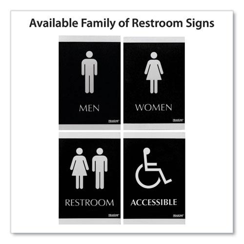 Century Series Office Sign, Men/Women Restroom, 6 x 9, Black/Silver. Picture 2