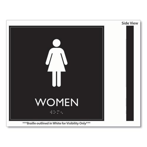 ADA Sign, Women, Plastic, 8 x 8, Clear/White. Picture 2