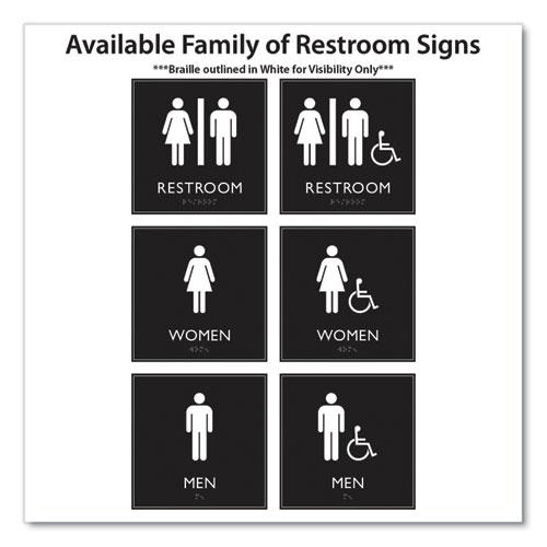 ADA Sign, Men Accessible, Plastic, 8 x 8, Clear/White. Picture 4
