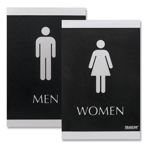 Century Series Office Sign, Men; Women, 6 x 9, Black/Silver. Picture 3
