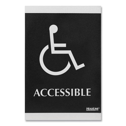 Century Series Office Sign, Accessible, 6 x 9, Black/Silver. Picture 1