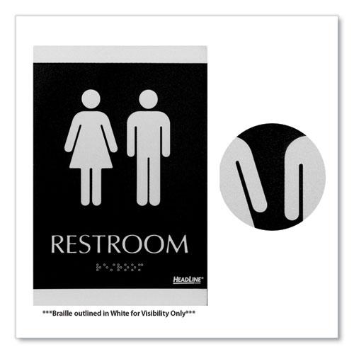 Century Series Office Sign, Men/Women Restroom, 6 x 9, Black/Silver. Picture 4