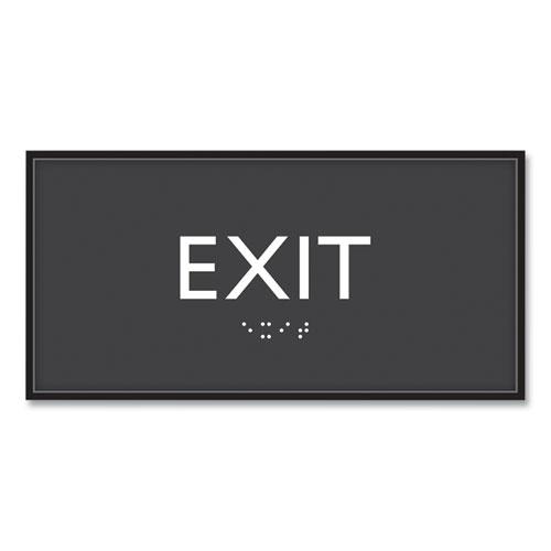 ADA Sign, Exit, Plastic, 4 x 4, Clear/White. Picture 1