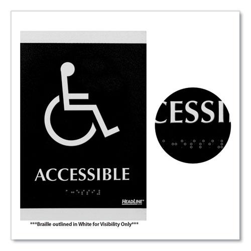 Century Series Office Sign, Accessible, 6 x 9, Black/Silver. Picture 3