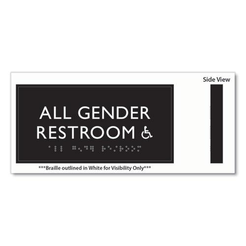 ADA Sign, All Gender Restroom Accessible, Plastic, 4 x 4, Clear/White. Picture 3