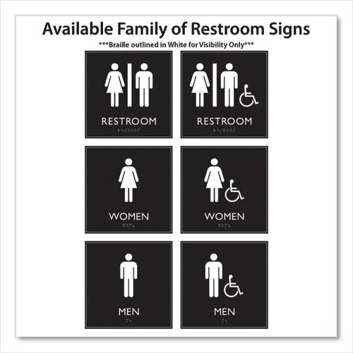 ADA Sign, Unisex Accessible Restroom, Plastic, 8 x 8, Clear/White. Picture 4