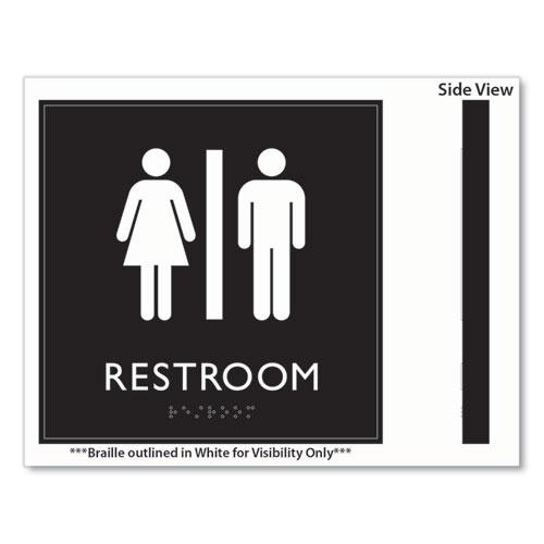 ADA Sign, Unisex Restroom, Plastic, 8 x 8, Clear/White. Picture 4