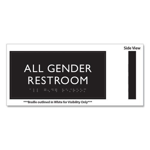 ADA Sign, All Gender Restroom, Plastic, 4 x 4, Clear/White. Picture 4