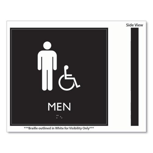 ADA Sign, Men Accessible, Plastic, 8 x 8, Clear/White. Picture 3