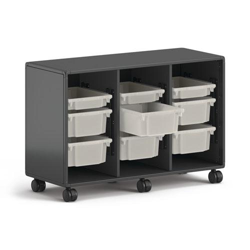 Class-ifi Tote Storage Cabinet, Three-Wide, 46.63" x 18.75" x 31.38", Charcoal Gray. Picture 4