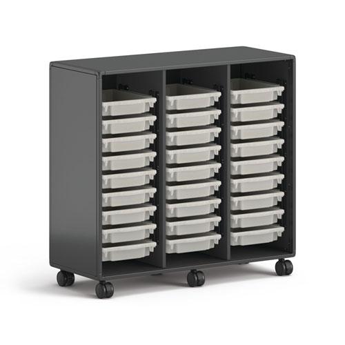 Class-ifi Tote Storage Cabinet, Three-Wide, 46.63" x 18.75" x 44.13", Charcoal Gray. Picture 3