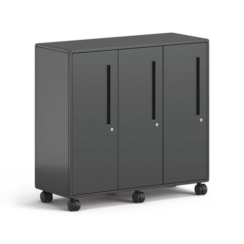 Class-ifi Tote Storage Cabinet, Three-Wide, 46.63" x 18.75" x 44.13", Charcoal Gray. Picture 4