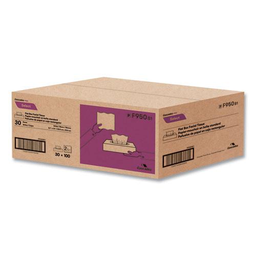 Select Flat Box Facial Tissue, 2-Ply, White, 100 Sheets/Box, 30 Boxes/Carton. Picture 3