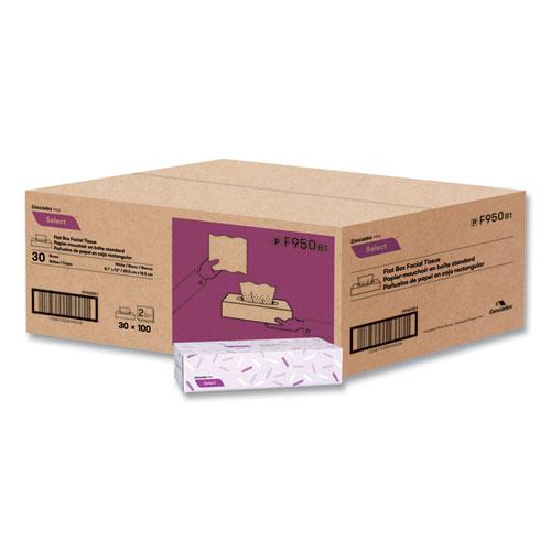 Select Flat Box Facial Tissue, 2-Ply, White, 100 Sheets/Box, 30 Boxes/Carton. Picture 4