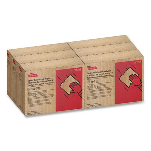 Tuff-Job Scrim Reinforced Wipers, 4-Ply, 9.75 x 16.75, White, 150/Box, 6 Box/Carton. Picture 5
