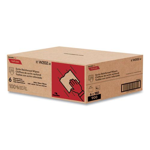 Tuff-Job Scrim Reinforced Wipers, 4-Ply, 9.75 x 16.75, White, 150/Box, 6 Box/Carton. Picture 3