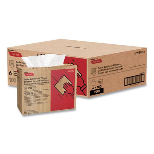 Tuff-Job Scrim Reinforced Wipers, 4-Ply, 9.75 x 16.75, White, 150/Box, 6 Box/Carton. Picture 4