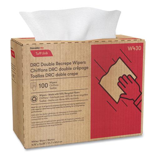 Tuff-Job Double Recrepe Wipers, 9.75 x 16.5, White, 100/Box, 8 Box/Carton. Picture 2