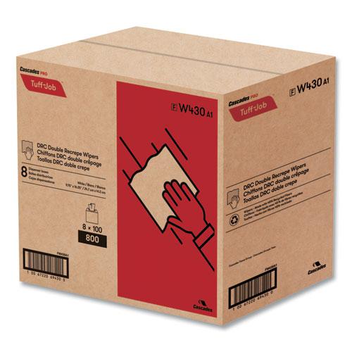 Tuff-Job Double Recrepe Wipers, 9.75 x 16.5, White, 100/Box, 8 Box/Carton. Picture 4