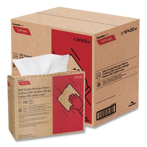 Tuff-Job Double Recrepe Wipers, 9.75 x 16.5, White, 100/Box, 8 Box/Carton. Picture 5