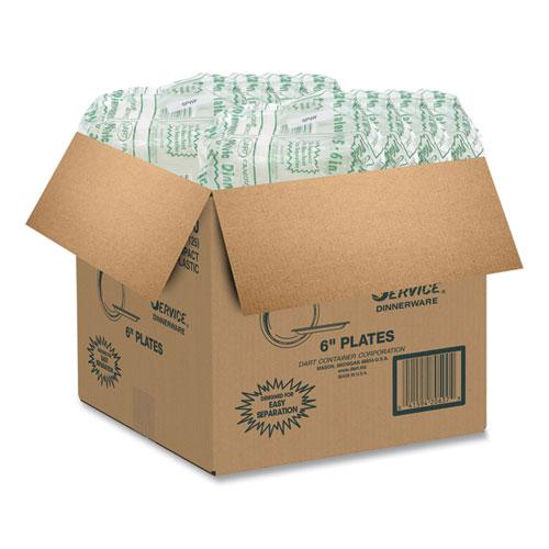 Famous Service Plastic Dinnerware, Plate, 6" dia, White, 125/Pack, 8 Packs/Carton. Picture 7