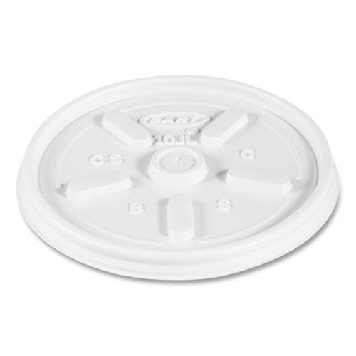 Vented Plastic Hot Cup Lids, 10 oz Cups, White, 1,000/Carton. Picture 1