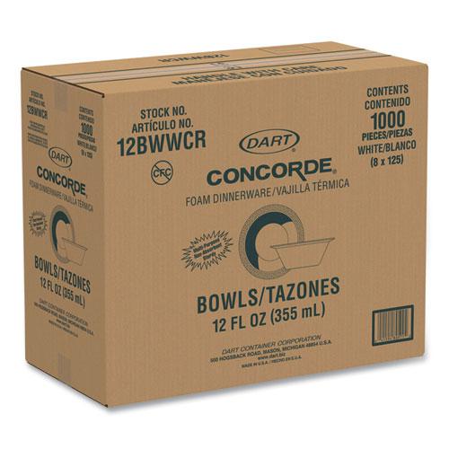 Concorde Foam Bowl, 10, 12 oz, White, 125/Pack, 8 Packs/Carton. Picture 2