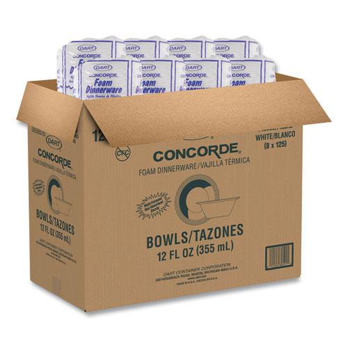 Concorde Foam Bowl, 10, 12 oz, White, 125/Pack, 8 Packs/Carton. Picture 7
