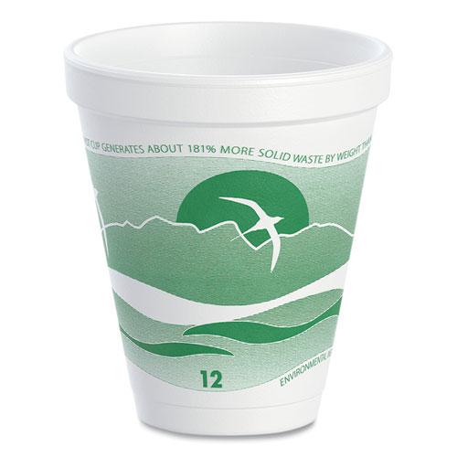 Horizon Hot/Cold Foam Drinking Cups, 12 oz, Green/White, 25/Bag, 40 Bags/Carton. Picture 1