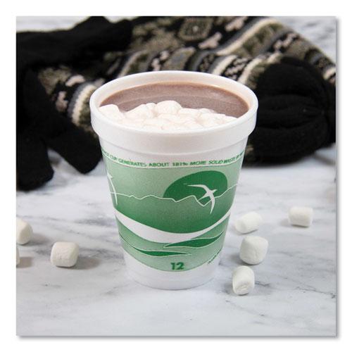 Horizon Hot/Cold Foam Drinking Cups, 12 oz, Green/White, 25/Bag, 40 Bags/Carton. Picture 5