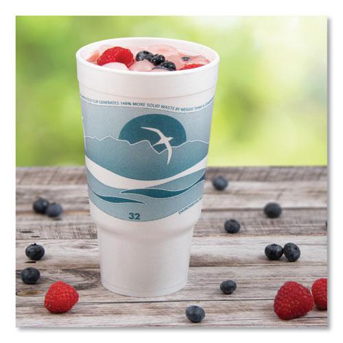 Horizon Hot/Cold Foam Drinking Cups, 32 oz, Teal/White, 16/Bag, 25 Bags/Carton. Picture 5