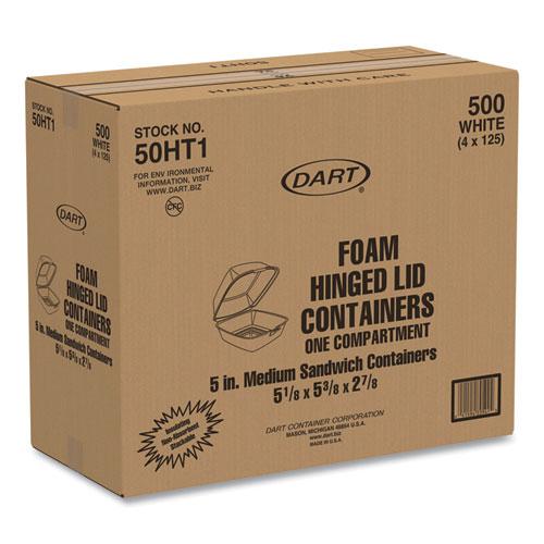 Foam Hinged Lid Containers, 5.38 x 5.5 x 2.88, White, 500/Carton. Picture 2