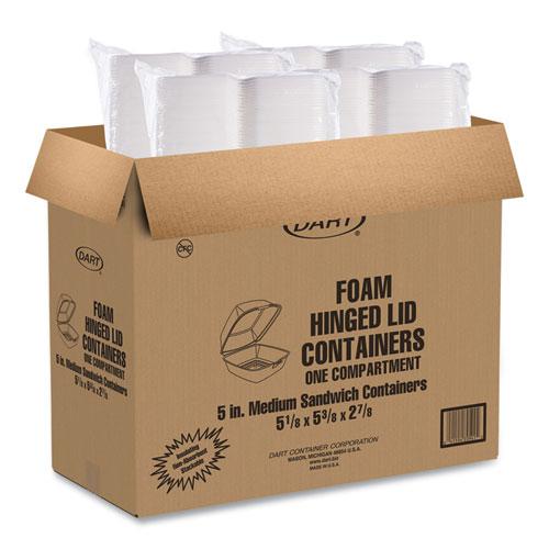 Foam Hinged Lid Containers, 5.38 x 5.5 x 2.88, White, 500/Carton. Picture 7