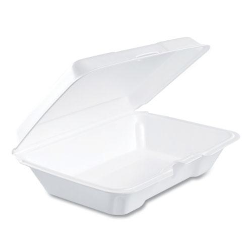 Foam Hinged Lid Containers, 6.4 x 9.3 x 2.6, White, 200/Carton. Picture 1