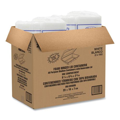 Foam Hinged Lid Containers, 6.4 x 9.3 x 2.6, White, 200/Carton. Picture 6