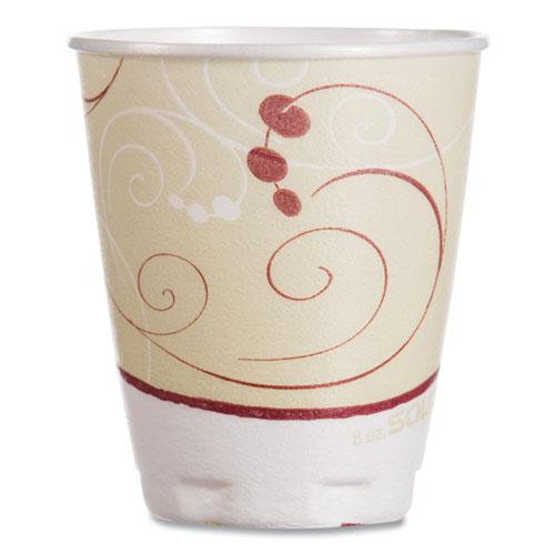 Trophy Plus Dual Temperature Insulated Cups in Symphony Design, 8 oz, Beige, 100/Pack. The main picture.
