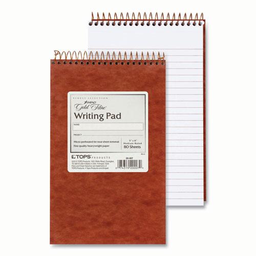 Gold Fibre Retro Wirebound Writing Pads, Medium/College Rule, Red Cover, 80 White 5 x 8 Sheets. Picture 1