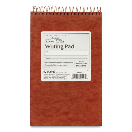 Gold Fibre Retro Wirebound Writing Pads, Medium/College Rule, Red Cover, 80 White 5 x 8 Sheets. Picture 2