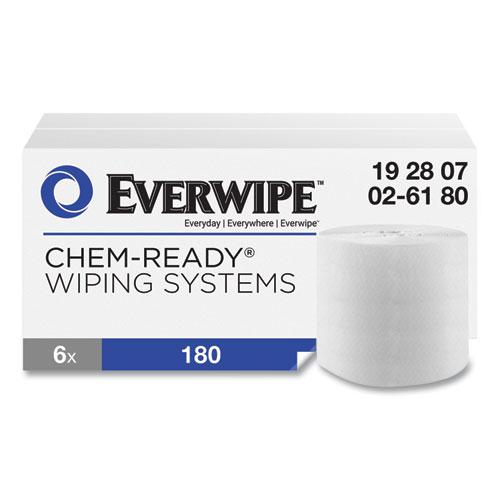Chem-Ready Dry Wipes, 1-Ply, 5 x 2.16, Unscented, White, 180/Roll, 6 Rolls/Carton. Picture 1