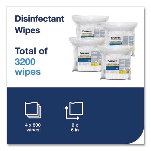 Disinfectant Wipes, 1-Ply, 8 x 6, Lemon, White, 800/Bag, 4 Bags/Carton. Picture 2