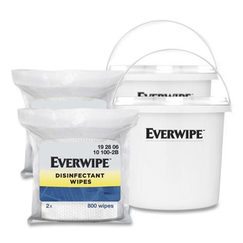Disinfectant Wipes, 1-Ply, 8 x 6, Lemon, White, 800/Dispenser Bucket, 2 Buckets/Carton. Picture 1