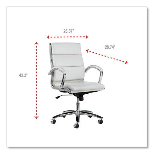 Alera Neratoli Mid-Back Slim Profile Chair, Faux Leather, Up to 275 lb, 18.3" to 21.85" Seat Height, White Seat/Back, Chrome. Picture 8