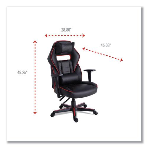 Racing Style Ergonomic Gaming Chair, Supports 275 lb, 15.91" to 19.8" Seat Height, Black/Red Trim Seat/Back, Black/Red Base. Picture 11
