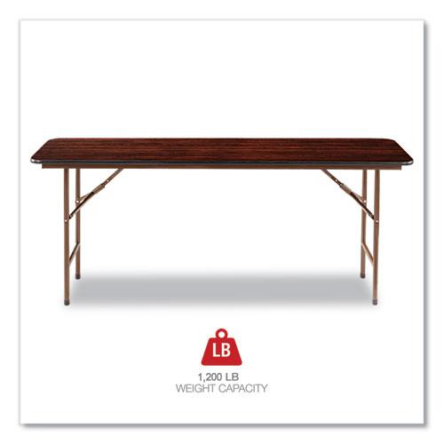 Wood Folding Table, Rectangular, 71.88w x 17.75d x 29.13h, Mahogany. Picture 6