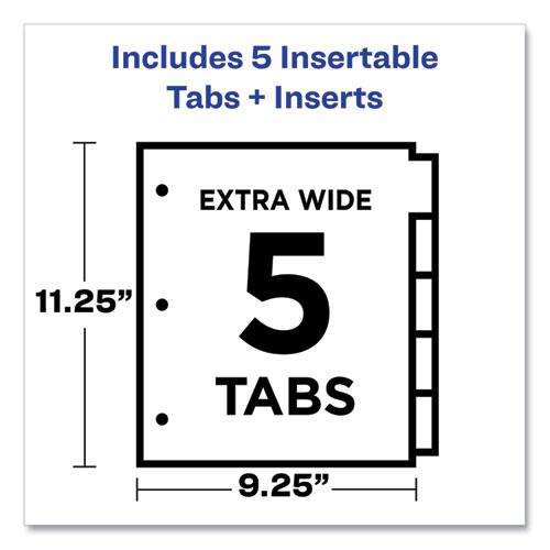 Insertable Big Tab Plastic Three-Pocket Corner Lock Dividers, 5-Tab, 11.13 x 9.25, Assorted, 1 Set. Picture 3