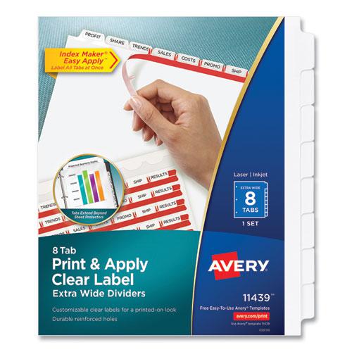 Print and Apply Index Maker Clear Label Dividers, Extra Wide Tab, 8-Tab, 11.25 x 9.25, White, 1 Set. Picture 1