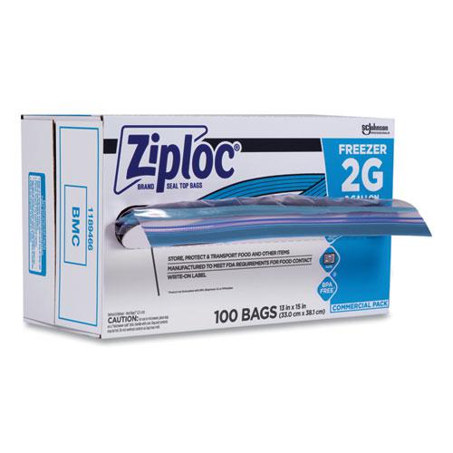 Double Zipper Freezer Bags, 2 gal, 2.7 mil, 13" x 15.5", Clear, 100/Carton. Picture 4