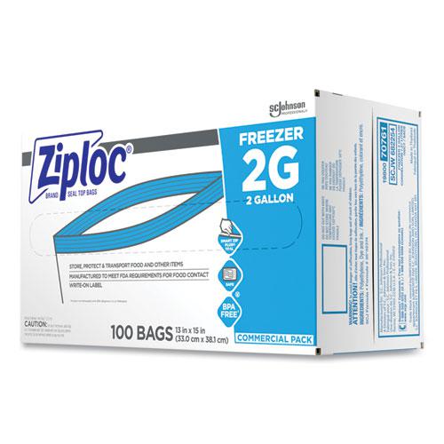 Double Zipper Freezer Bags, 2 gal, 2.7 mil, 13" x 15.5", Clear, 100/Carton. Picture 3