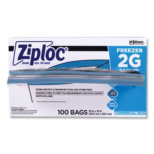 Double Zipper Freezer Bags, 2 gal, 2.7 mil, 13" x 15.5", Clear, 100/Carton. Picture 2