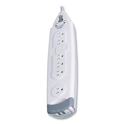 SurgeMaster Home Series Surge Protector, 7 AC Outlets, 12 ft Cord, 1,045 J, White. Picture 1